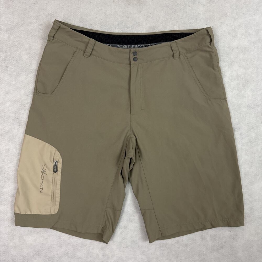 Salomon Mens Cargo Hiking Shorts Size 38 Beige Nylon Acti Lite Gorpcore VTG